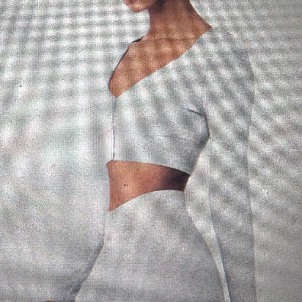 Alo Yoga Alolux Cropped Me Time Cardigan and High Waist Short set Gray M